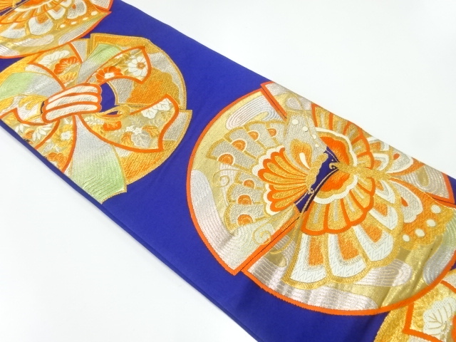 JAPANESE KIMONO / ANTIQUE FUKURO OBI / SILK / WOVEN NOSHI PATTERN